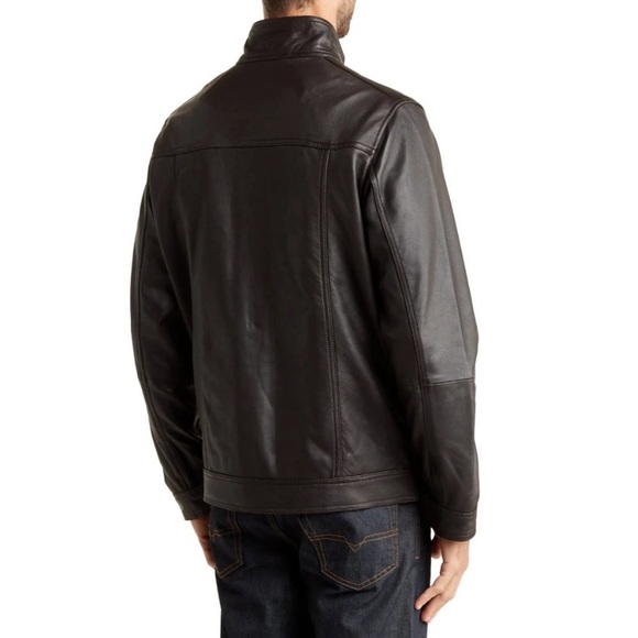 RODD & GUNN Cromwell Leather Jacket Chocolate Brown Size M - Picture 2 of 5